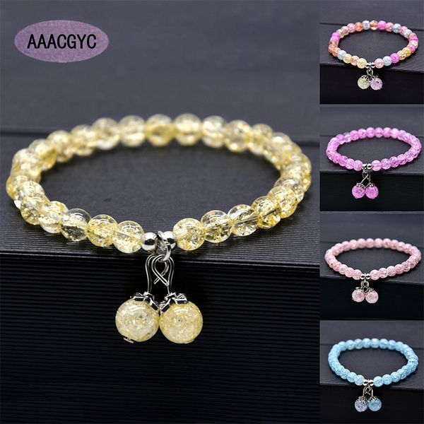 

aaacgyc f010 wild sweet single circle explosion flower crystal double ball bracelet female simple ethnic wind bracelet jewelry, Black