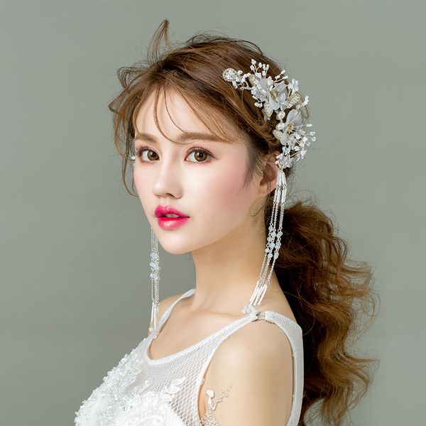 

tangtang new fashion handmade bridal jewelry hairwear flower pearl hair comb for wedding party bridal jewelry sets, Slivery;golden