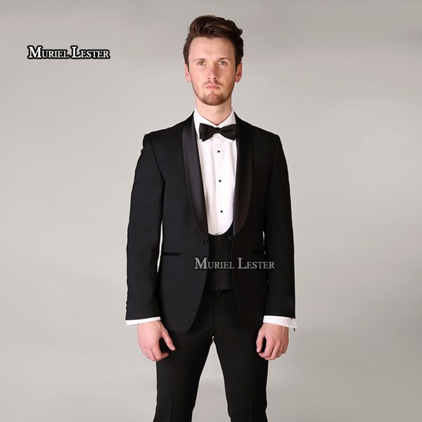 

muriel lester white and black men suits for wedding evening party satin shawl lapel classic jacket custom made groom suit 2019, White;black