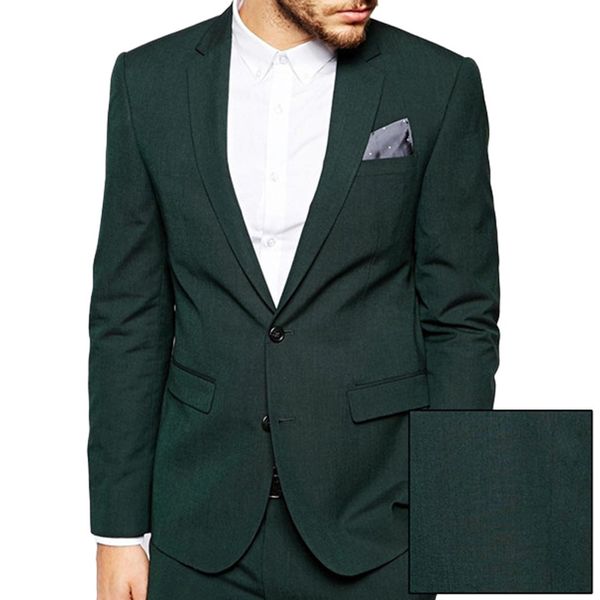 Terno masculino verde escuro clássico slim fit, 2 peças, ternos de casamento feitos sob medida, padrinhos, ternos masculinos 266e