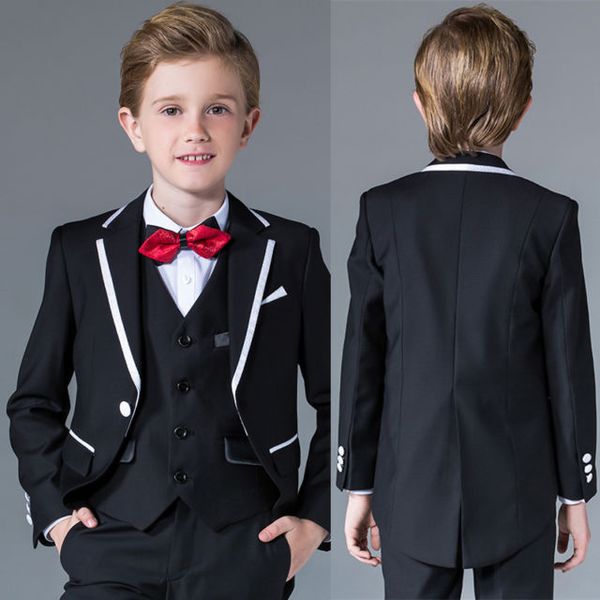 

black boy gentleman suit boy handsome fashion dress flat angle collar single button suit three-piece suit (jacket + pants + vest)