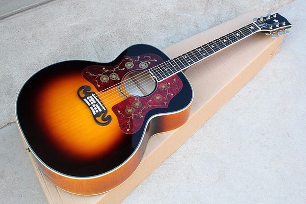 

Factory cu tom ebony fingerboard olid g 43 inch acou tic guitar with red pearl pickguard golden tuner can be cu tomized