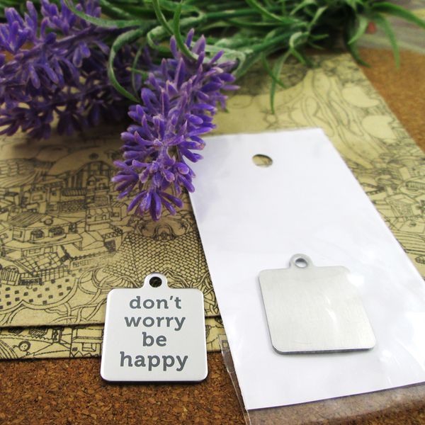 

40pcs--"don't worry be happy"stainless steel charms more style for choosing diy charms pendants for necklace, Bronze;silver