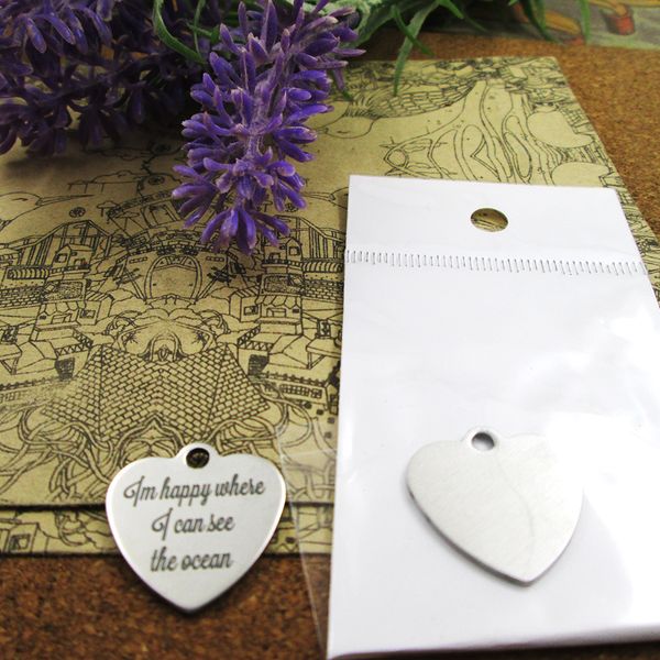 

40pcs--"im happy where i can see the ocean"stainless steel charms more style for choosing diy charms pendants for necklace, Bronze;silver