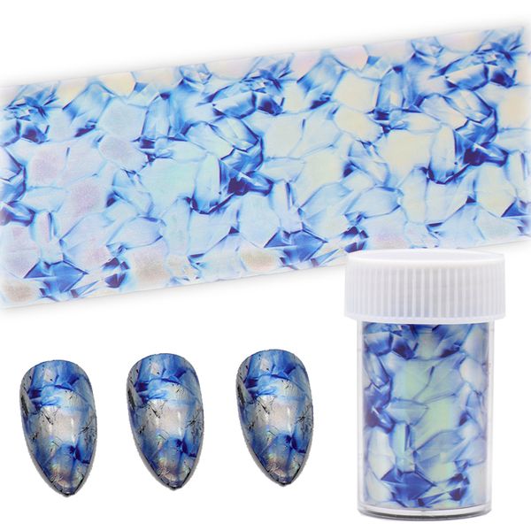 

wakefulness 1roll blue white flowers starry sky nail foils laser nail transfer stickers decals manicure art decorations, Black