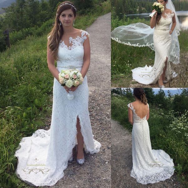 Fabulous Comfortable Amazing Lace Wedding Dress Low Back Split