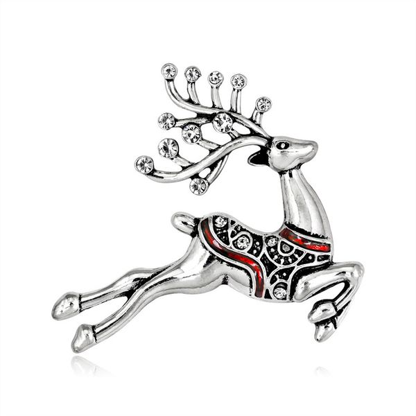

new fashion silver gold brooch cute christmas elk deer brooches for women cloth accessory rhinestone brooch pin jewelry db, Gray