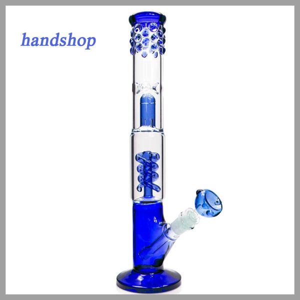 Hochwertiger Slender Blue Sarah Bong Glas-Spritzschutz von Hookahs mit spiralförmigem Perkolator, Wasserpfeifen-Rauchsprudler