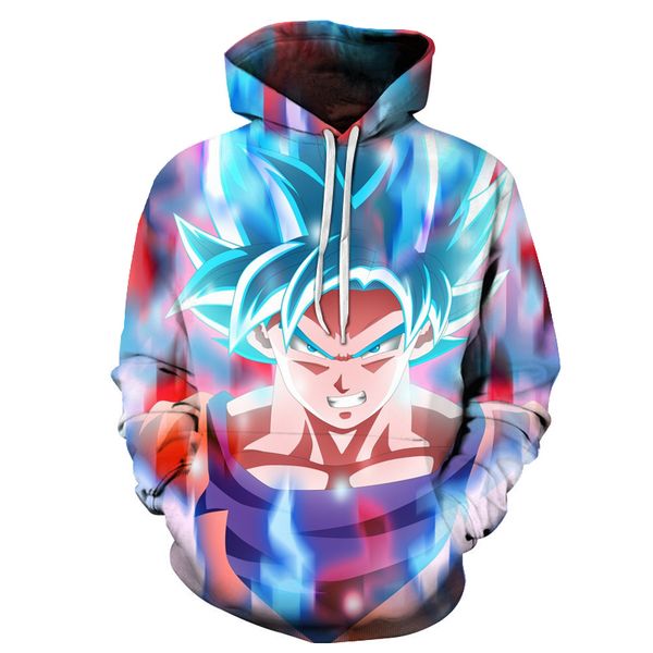 

goku новые моды для мужчин/женщин аниме dragon ball 3d смешно печатных crewneck толстовка мода повседневная толстовки h414, Black