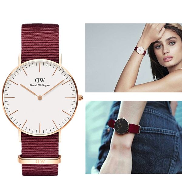 

Women watches New Arrivals Fashion Women Quartz Watches Red Strap Nylon Sports Montre Relógio Reloj féminine With box Gift Quartz-Watch