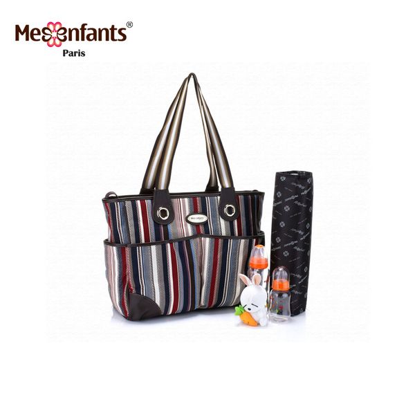 

mesenfants 2 pcs/set stripe baby nappy bags large capacity multifunction diaper bag mother maternity handbag baby stroller bag