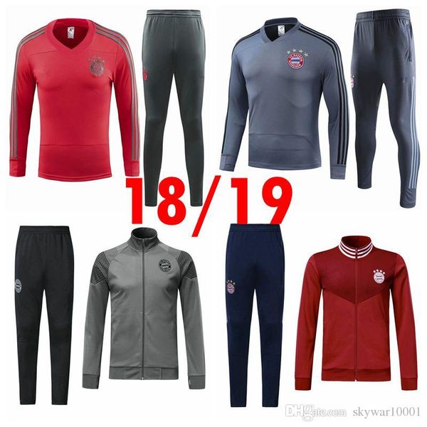 

18 19 bayern munich soccer jacket tracksuit 2018 2019 survetement vidal lewandowski muller robben james full zipper jacket training suit, Black;yellow