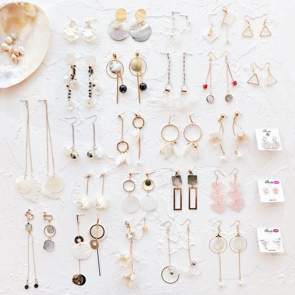 

2018 vintage bohemia sen series shell earrings selection earrings lace jewel earrings accessories eardrop ing, Silver