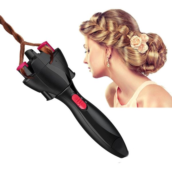 

automatic hair curler profesional hair curling fast styling knotter smart electric braid machine twist braided curling iron tool, Brown