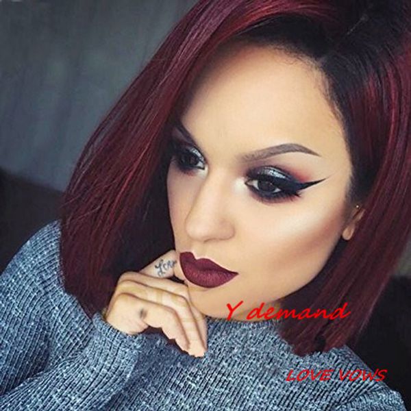 

10 colors short bobo wig synthetic ombre straight black glueless none lace women wigs for black women natural hair y demand