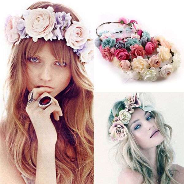 

6pc lot new fa hion wedding garland floral hairband acce orie bohemia flower headband hair band for girl women beach travel headwear