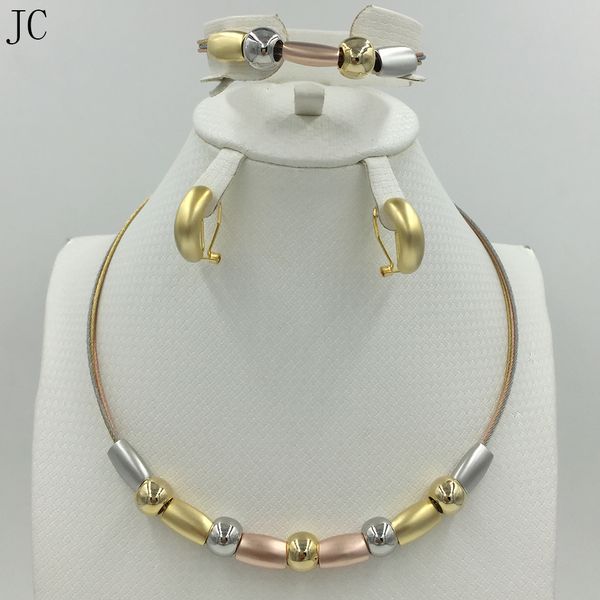 

2018 new fashion dubai jewelry set gold color wedding african beads jewelry sets parure bijoux femme, Slivery;golden