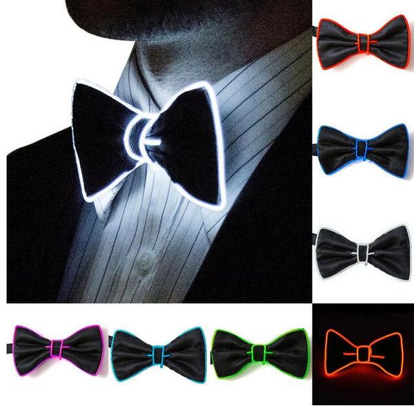 EL Wire Papillon LED Light Up Lampeggiante a strisce Cravatta luminosa per uomo Club Cosplay Party Forniture incandescente Bar Show Decor GA468