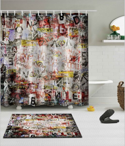 

wall pattern 3d print custom waterproof bathroom modern shower curtain polyester fabric bathroom curtain door mat sets