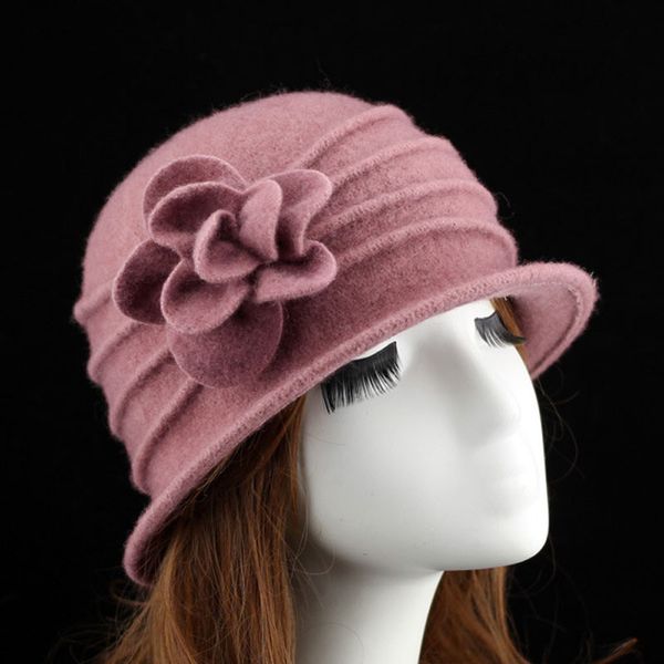 

fibonacci autumn winter women floppy fedora hat floral wool dome bucket hats warm mom cap, Blue;gray