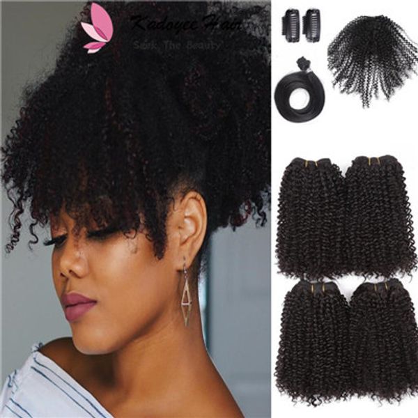 2020 Synthetic Short Hair Weaves Mongolian Kinky Curly Hair