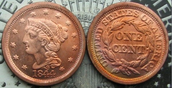

США 1844-1868 плетеные волосы большой цент копия монеты Бесплатная доставка