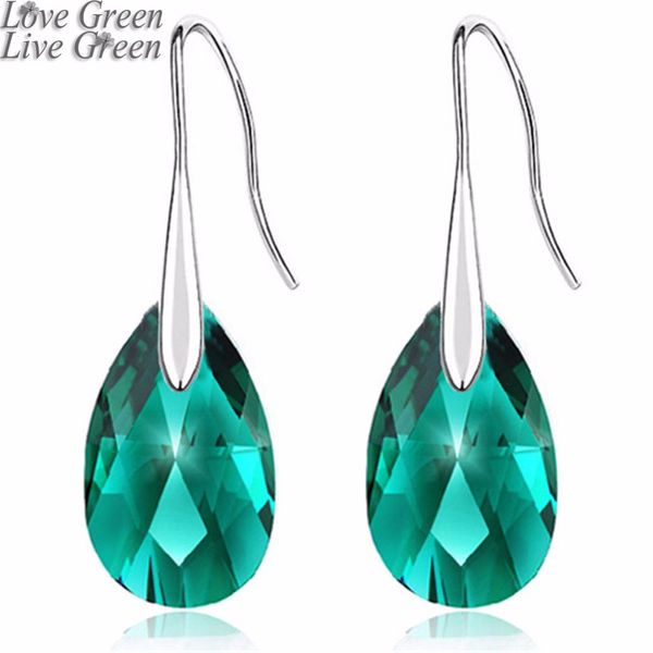 

2017 queen girl birthday gifts brand wedding austrian crystal 18kgp sweet tear water drop earrings fashion jewelry women 80335, Silver