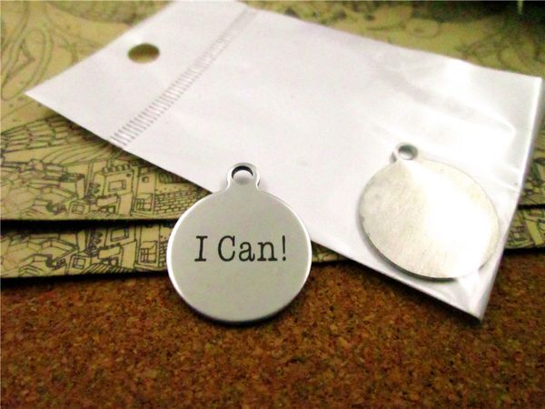 

40pcs--"i can"stainless steel charms more style for choosing diy charms pendants for necklace, Bronze;silver