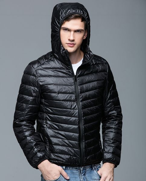 

winter feather jacket man ultralight down coat hooded 90% white duck down jacket outwear parkas uhlulc y181101, Black