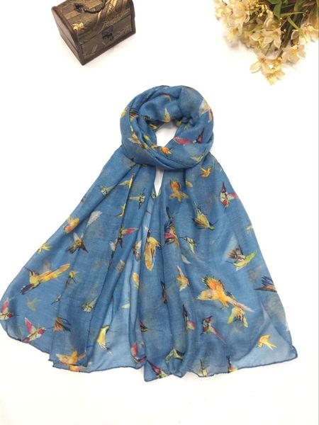 

2018 wholesale print scarf new bird print 6 women animal fashion wrap shawls scarf 10pcs/lot hijab color humming shipping cute smedm, White;black