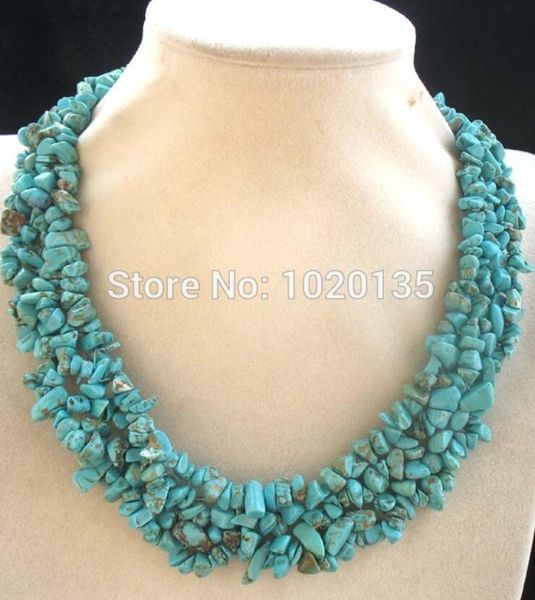 

4rows green turquoises baroque necklace 17inch beads fppj wholesale nature, Silver