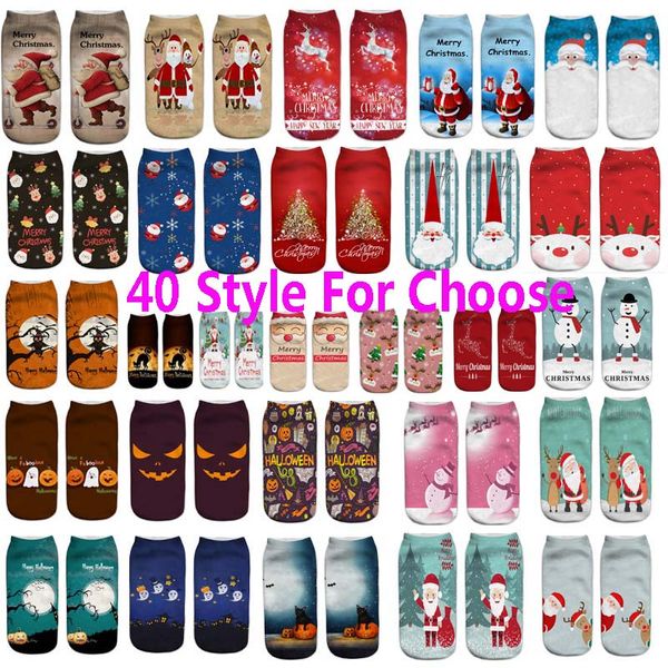 

3d printed socks for xmas halloween santa claus reindeer pumpkin short boat socks christmas decorations foot cover sock wx9-900