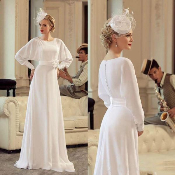 Очаровательные шикарные шифоновые свадебные платья с длинным рукавом A-Line Dridal платья 2018 Vestido de Novia Bridal Plan Plus Plus Custom
