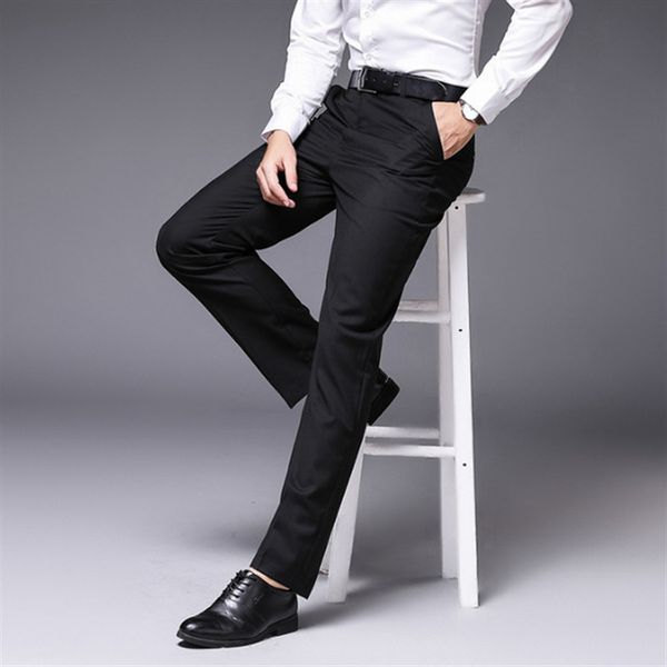 

men's solid black grey suit pants men dress pants trousers straight business mens formal big size 5xl 6xl 7xl, White;black