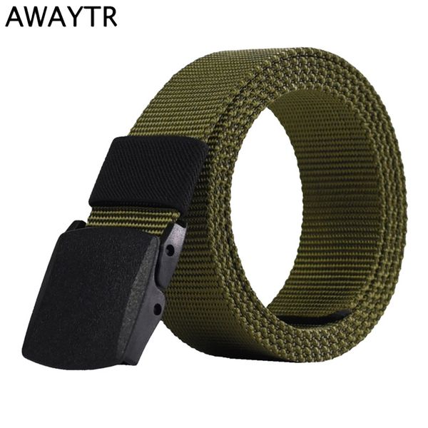 

men canvas belt outdoor leisure quick-drying trainin hypoallergenic plastic buckle without metal belt 110cm, Black;brown
