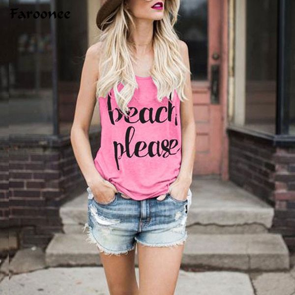 

faroonee 2018 women tank casual letter print simple style black grey sleeveless tee t-shirt high street 6q1168, White