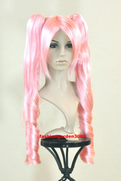 

charm wavy pink ponytail party costume cosplay hair wig, Black