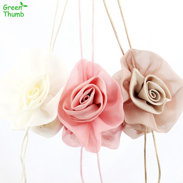 

3pcs 18.5x12.5 cm white pink brown solid color flower shape gift bag mesh bags candy drawstring bag wedding christmas day party