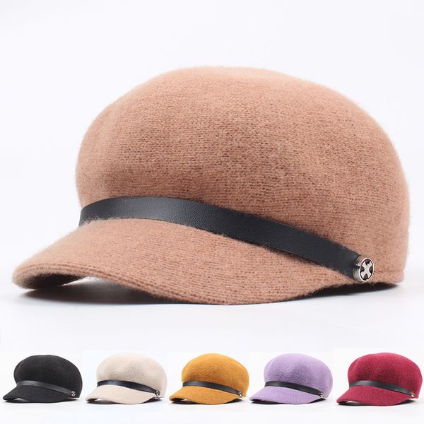 

jinjin.qc women hat beret cap for women solid winter hats outdoors warmer hat for womens wool vintage hats drop shipping, Blue;gray