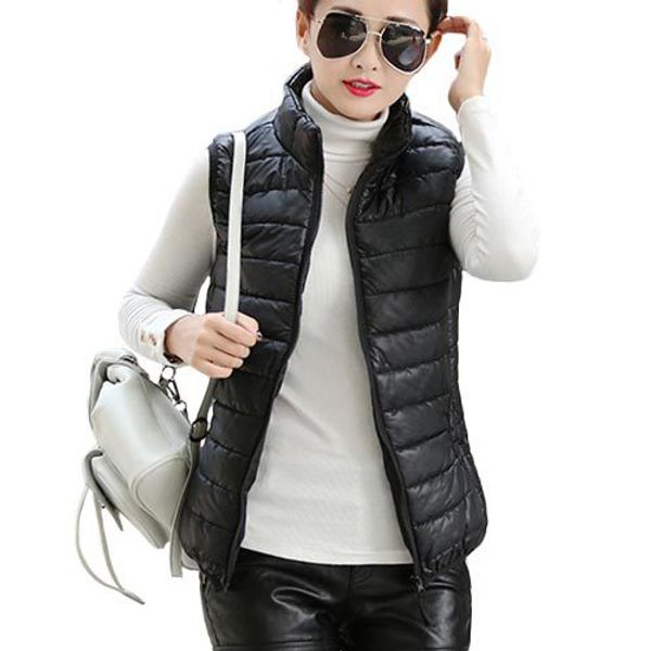 

plus size autumn winter coat women ladies gilet colete feminino casual waistcoat female sleeveless coon vest jacket, Black;white