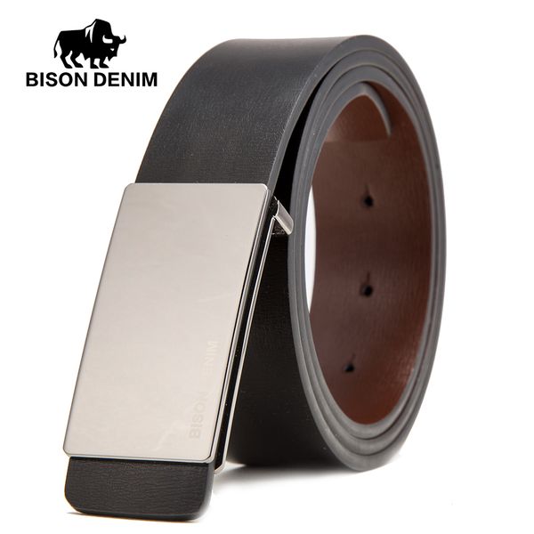 

bison denim men belts 3.4cm width genuine leather belts cowskin business male husband gifts n71371, Black;brown