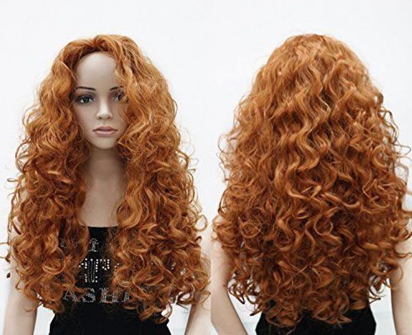 

long hair curly wavy full head wigs cosplay costume party hairpiece, Black