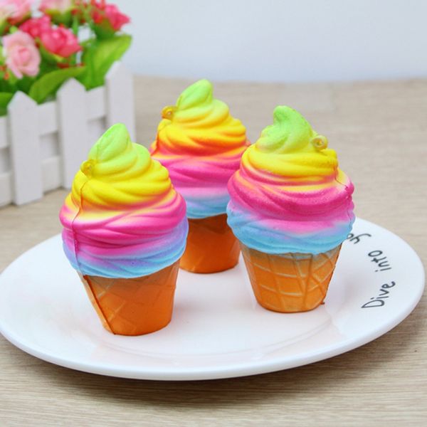 

ice cream rainbow color squishy toy phone straps relieves stress slow rising colorful sweet scented kid toy