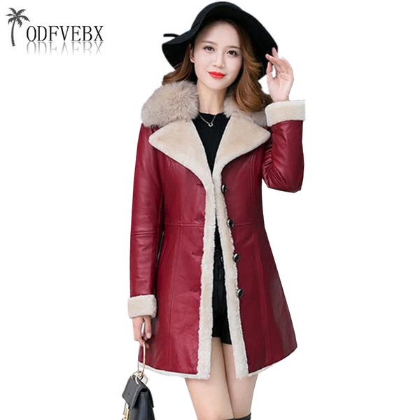 2019 Sheepskin Leather Coat Women Black Wine Red Sheep Shearing Lining 2018 Winter Thicken Warm Female Jacket Outerwear From Shuokai1997
