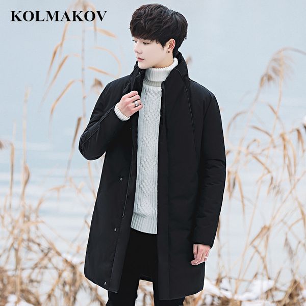 

2018 new winter men's casual down jackets mens 75% white duck down coats men jackets thicken overcoats male outwear, Black