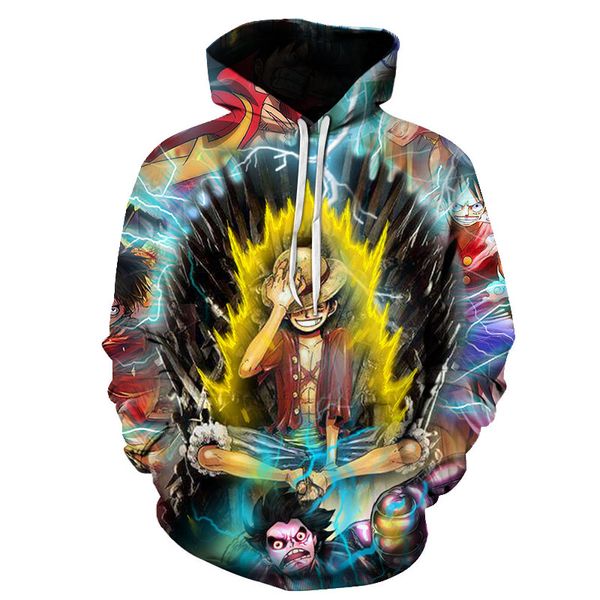 

men anime hoodies 3d print men's hooded sweatshirts 3d pullover outwear luffy ace hoodies one piece cosplay plus size, Black