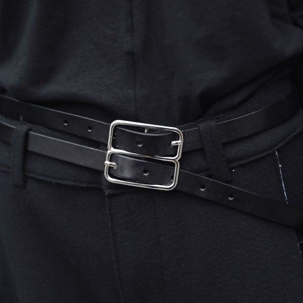 

cakucool women solid black cowskin leather belt two buckles narrow lons female, Black;brown