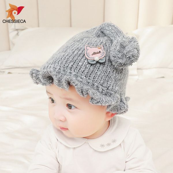 

chessieca autumn new baby hat girls cute pompom baby girl hat wool cap knitted warm long pompom ball beanie for kid boys