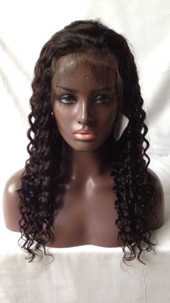 

new arrived glueless full lace wigs for black women malaysian virgin hair deep wave lace front wigs 10-26 inch human hair wig, Black;brown