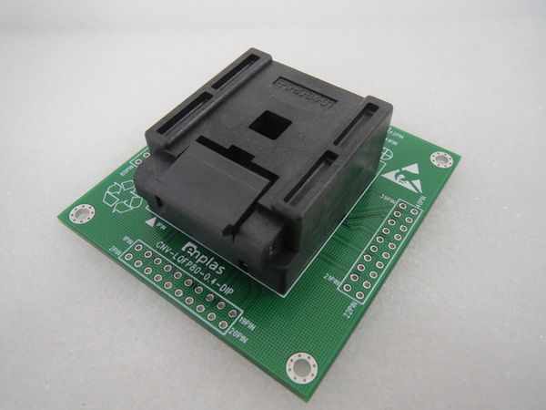 LQFP80-DIP-Brennen in Sockel FPQ-80-0.4-01 mit PCB-Platine 0.4mm Pitch